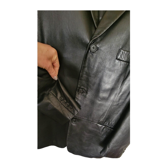 Alfani for Macy’s Buttery Soft Men's Leather Blazer Jacket Coat Black Size S42 - Picture 5 of 7